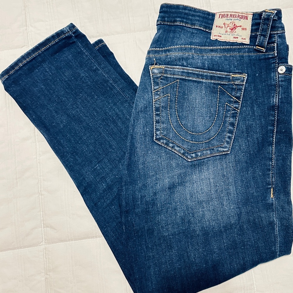 True Religion Women's Dark Blue Straight Leg Jeans